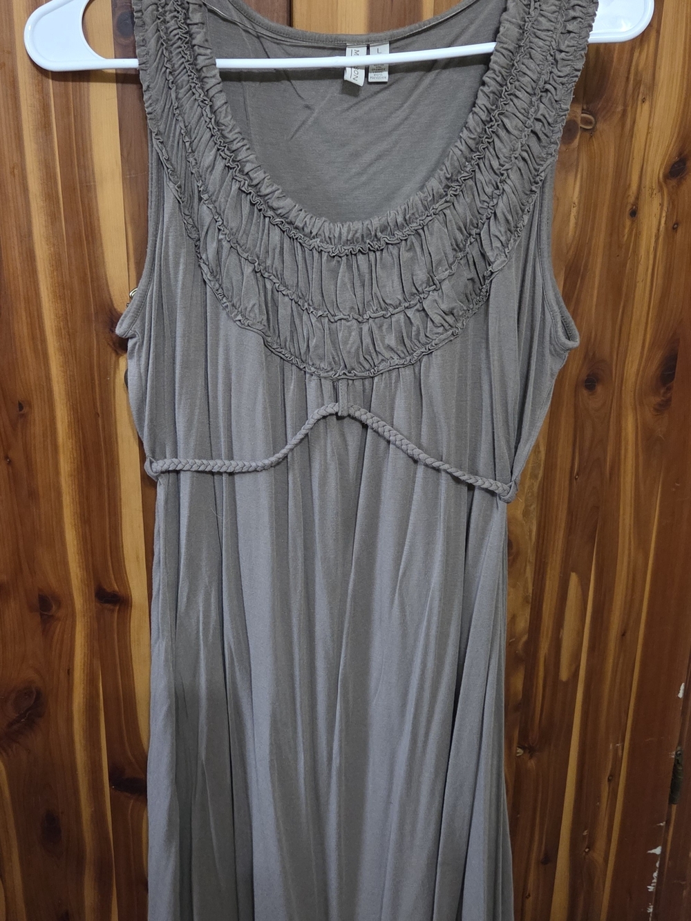 Madison Taupe Sleeveless Ruched Neck Tank Dress